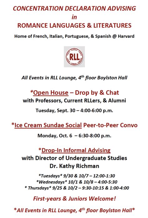 Upcoming Undergraduate Advising Events in RLL | Romance Languages ...