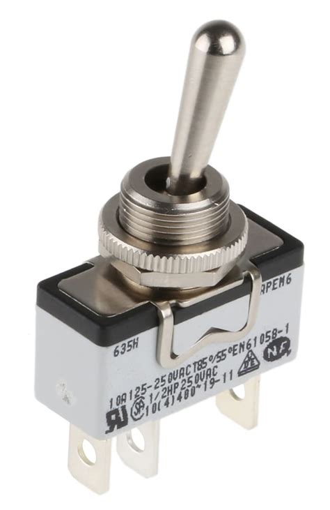635H/2 APEM | APEM Toggle Switch, Panel Mount, On-(On), SPST, Tab ...