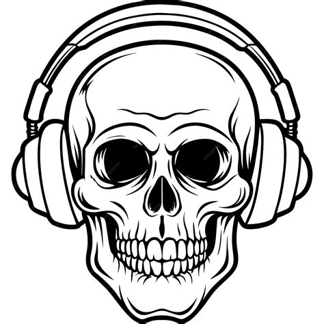 Premium Vector | A skull with headphones on and a drawing of a skull ...