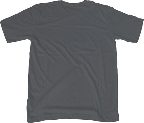 Dark Grey t shirt mock up transparent background back side view ...