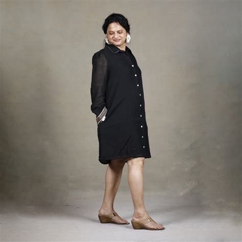 Earthshine Shirt Dress I Black Mul Cotton – Slowthreads