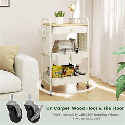 danpinera Rolling Utility Cart with Drawer, 3 Tier India | Ubuy