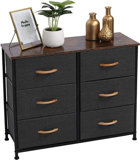 Storease 6-Drawer Dresser, 3-Tier Organizer, Fabric Chest of Drawers ...