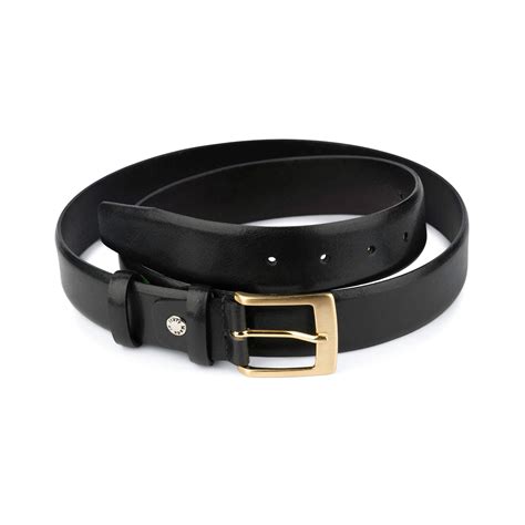 Buy Mens Black Belt With Gold Buckle | Genuine Leather 35 Mm | Leather