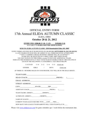 Fillable Online 17th Annual ELIDA AUTUMN CLASSIC Fax Email Print ...