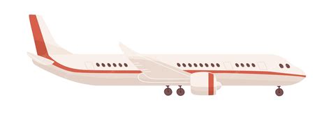 Вид сбоку пассажирского самолета или самолета с шасси. Профиль самолета ...