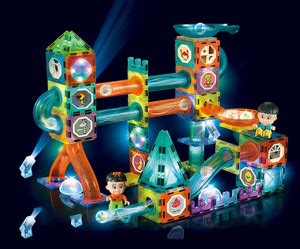 Magicwand 150 Pcs 3D Magical Magnetic Construction Light Blocks & Race ...