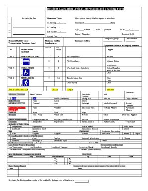 Resident Evacuation Critical Ination and Tracking Doc Template | pdfFiller