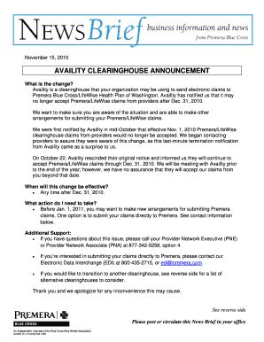 Fillable Online Availity is a clearinghouse that your organization may ...