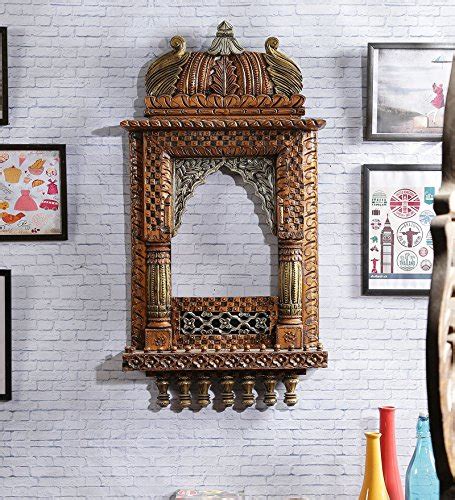 Buy Shilpi Brown Solid Wood Pleasing Jharokha/Hand Painted Fully Carved ...