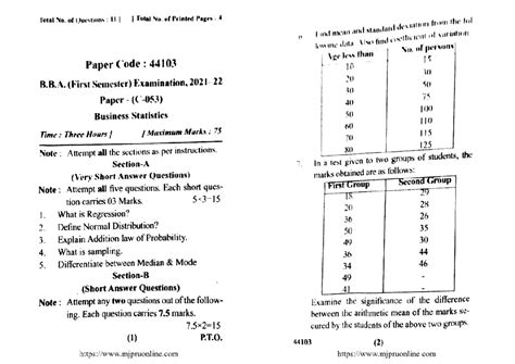 BBA 1st Sem Business Statistics Notes (Course Code: 44103) - Studocu