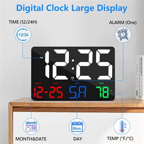 Ygdigital Digital Wall Clock,11.5 LED Digital Alarm Clock India | Ubuy