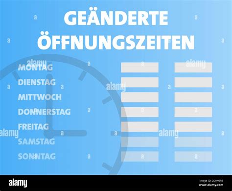 changed opening hours or new business hours sign in German language ...