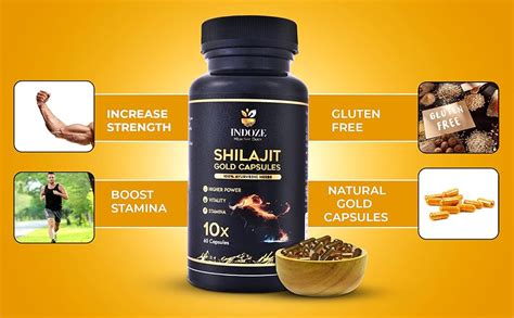 Indoze Pure Shilajit Gold Capsules | Natural Energy, Strength & Stamina ...