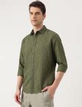 Buy Linen Blend Printed Spread Collar Shirt at Marks & Spencer