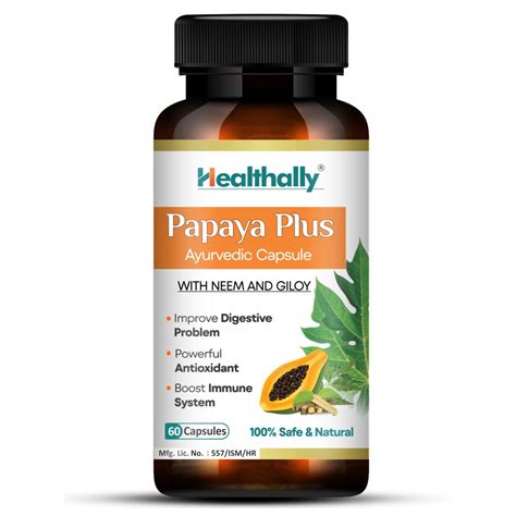 Healthally Ayurvedic Papaya Leaf Capsule Platelets Count Booster ...