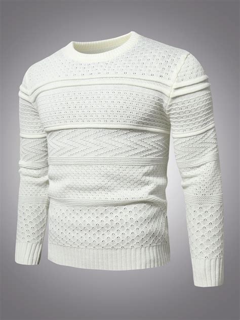 SHEIN Men Solid Pointelle Knit Sweater | Knitwear men, Men sweater ...