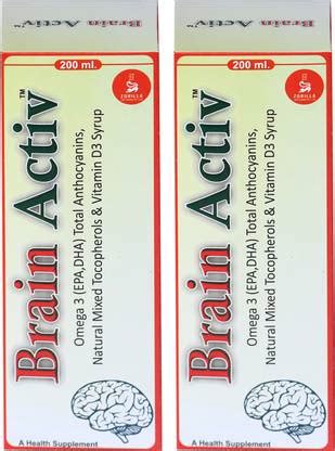 Brain Activ Omega 3 EPA & DHA Vitamin D3 Syrup I 200ml Pack of 2 Price ...