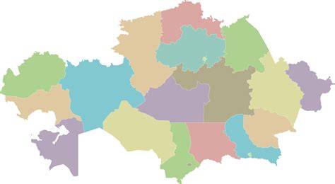 blank map of Kazakhstan with regions, independent cities and administrative divisions. Editable ...