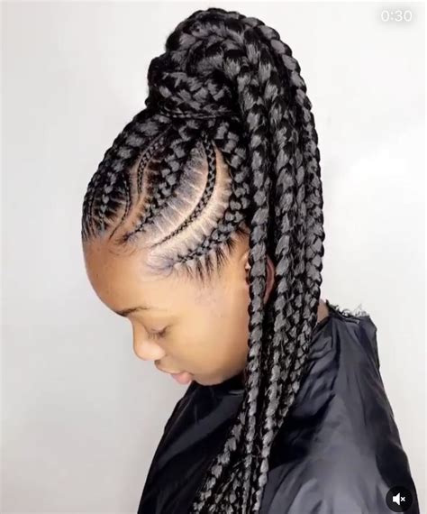 Ponytail braids | High feed in ponytail braids, Braided cornrow ...