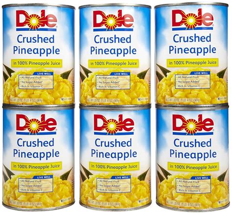 Amazon.com : Dole Pineapple Crushed In 100% Pineapple Juice, 20-Ounce ...