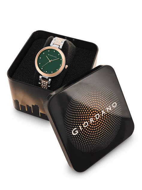 Giordano Eleganza Collection Analog Watch for Women with Crystal-Studded Strap & Diamond Indices