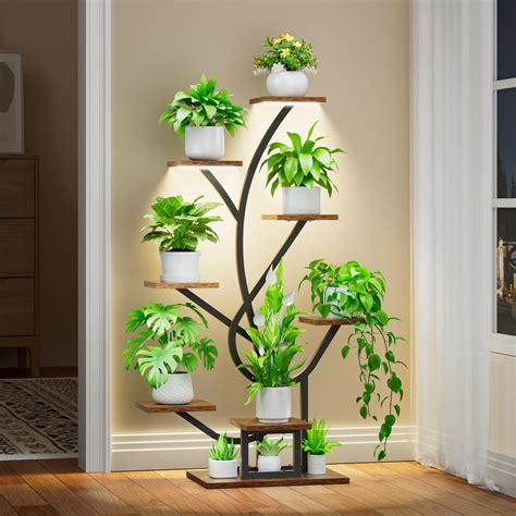 Plant Stand Indoor with Grow Lights - 8 Tiered Indoor Plant Shelf, Corner Plant Stands for ...
