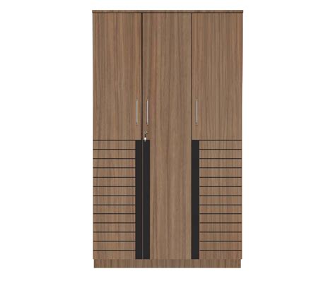 Engineering Wood 3 Door Wardrobe in Lorraine Walnut - BuildHUB