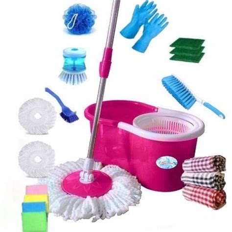Shivonic PVC Combo House Hold Using Cleaning Bucket mop Set with Combo ...