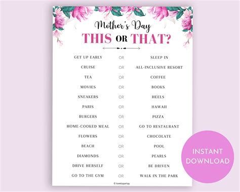 Mother's Day Party Game, Fun Mother's Day Games, Mother's Day Game ...