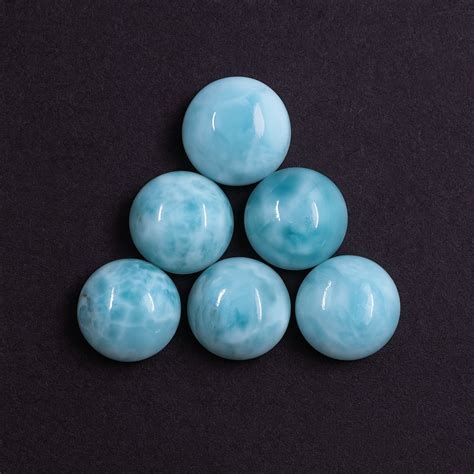 100% Natural Larimar 10mm Round Cabochon – Caribbean Blue Gemstone for ...