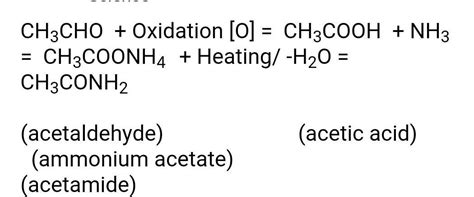 Convert acetaldehyde to acetamide? - Brainly.in