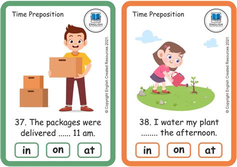 Grammar Activity: Prepositions of Time | Task Cards