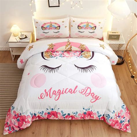 Namoxpa Cute Flower Unicorn Kids Bedding White Pink India | Ubuy
