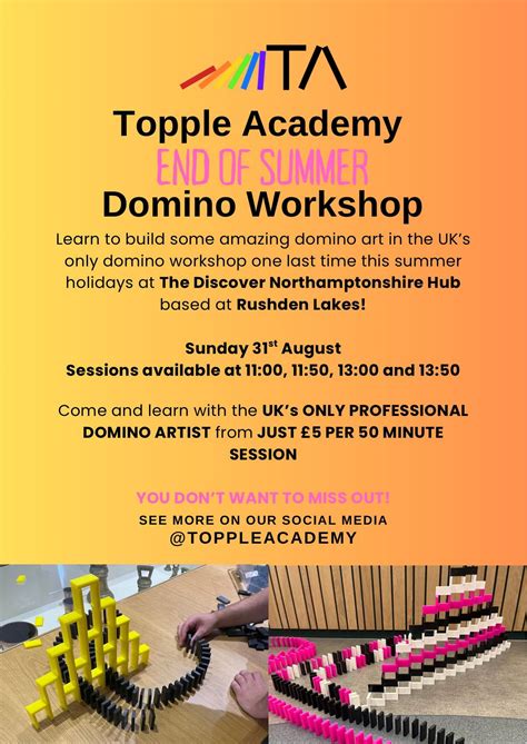 Domino Toppling Workshops @ Discover Northamptonshire, Rushden Lakes ...