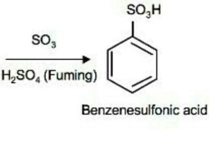 Benzaldehyde reacts with fuming sulfuric acid - Brainly.in