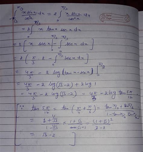 85. -t/3 cos x a/3 xsin x dx is equal to. (a)(47+1) 3 57t 47t -2log tan ...