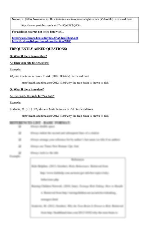 Image result for APA Format Cheat Sheet