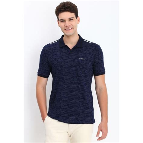Buy Allen Solly Men Navy Blue Printed Collar Neck Polo T-Shirt Online