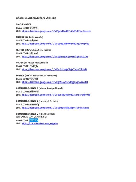 Image result for Google Class Codes