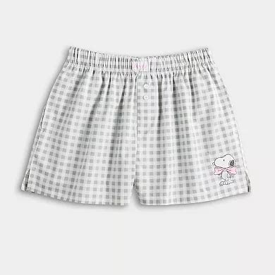 Juniors' Peanuts Snoopy Gingham Print Boxer Shorts