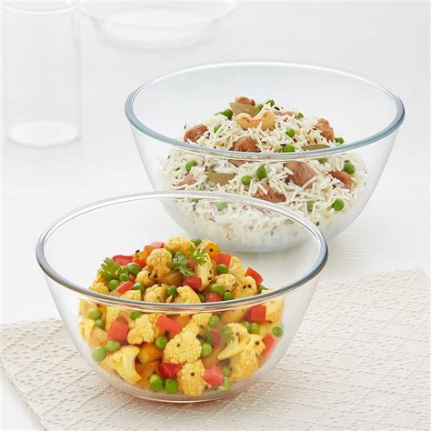 Buy Borosil Basic Glass Mixing & Serving Bowls, Microwave Safe Bowls ...