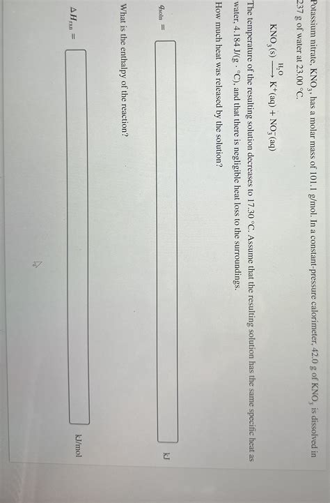 Solved Potassium nitrate, KNO3, ﻿has a molar mass of | Chegg.com