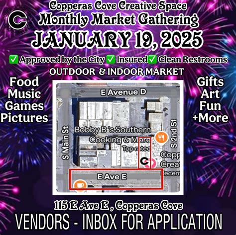 Copperas Cove Creative Space Monthly Market Gathering, 115 E Ave E ...
