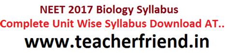 NEET 2017 Biology Syllabus. - Website for Andhra Pradesh & Telangana ...
