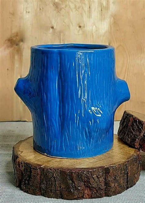 Get Wood Trunk Blue Ceramic Pot at ₹ 639 | LBB Shop