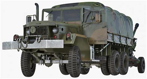 3D model US Military Truck m35a2 with Field Howitzer M119 Rigged | 3D ...