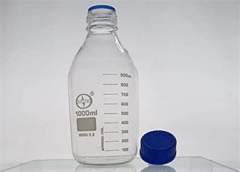 Borosilicate glass Reagent Bottle With leak proof Blue Screw Cap set of ...