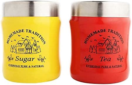 ZeniZeni Stainless Steel Rainbow Tea Coffee Sugar Containers Damru ...