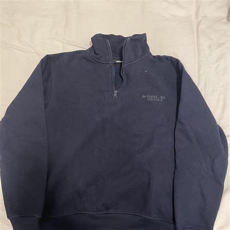 Navy blue J.Crew quarter zip sweatshirt - Depop